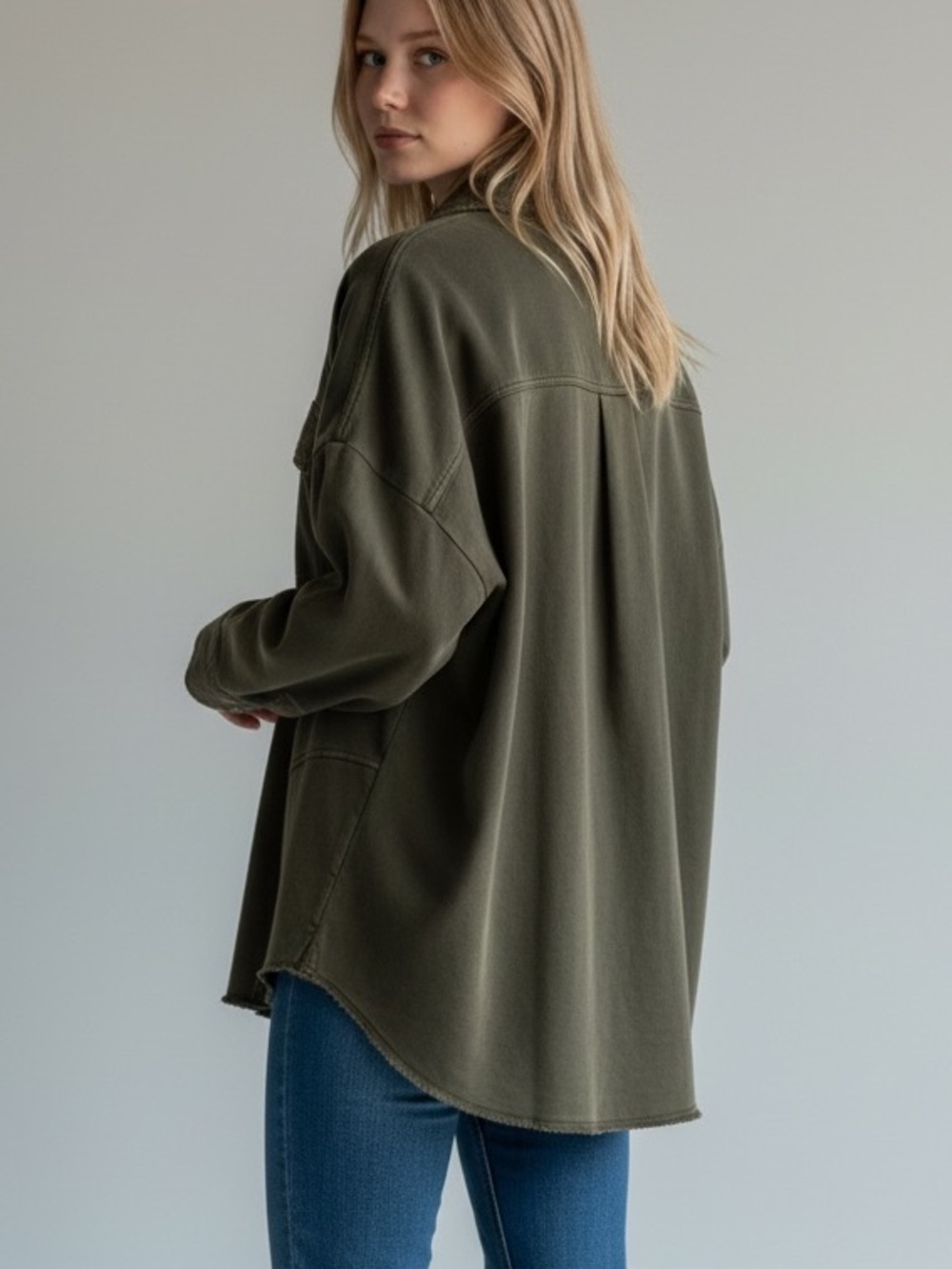 Aerie Lumber Jane Women's Green Button Down Shirt Jacket Size Medium